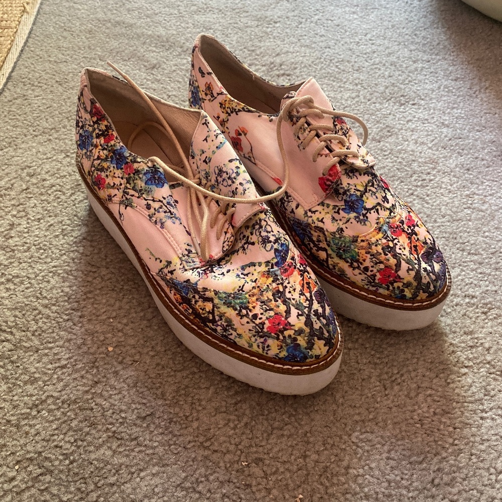 floral pink platform shoes